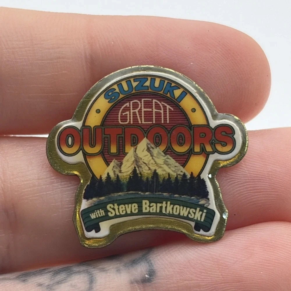 Suzuki Great Outdoors With Steve Bartkowski Mountains Forest Lapel Hat Pin
